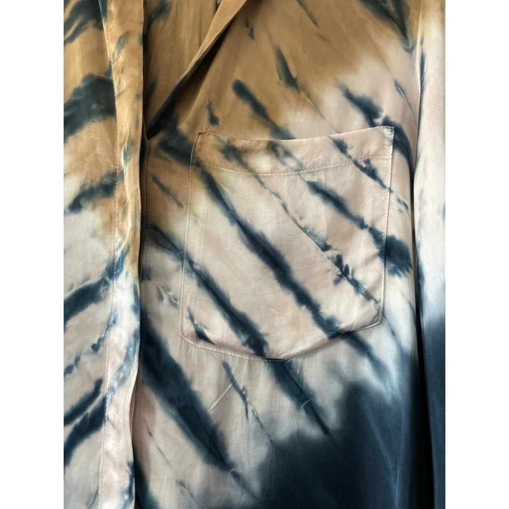 Young Fabulous and Broke Womens Susan Tie Dye Button Front Top Size‎ M Blue Tan - Picture 2 of 6
